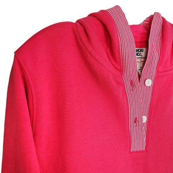 Lands' End 1X Pink Hoodie Serious Sweats V-Neck Pullover - Picture 3 of 12